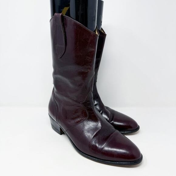 Vintage Avventura Mahogany Brown Leather Mid-Calf Boots Men's Size 9.5 Pull On - Picture 10 of 10